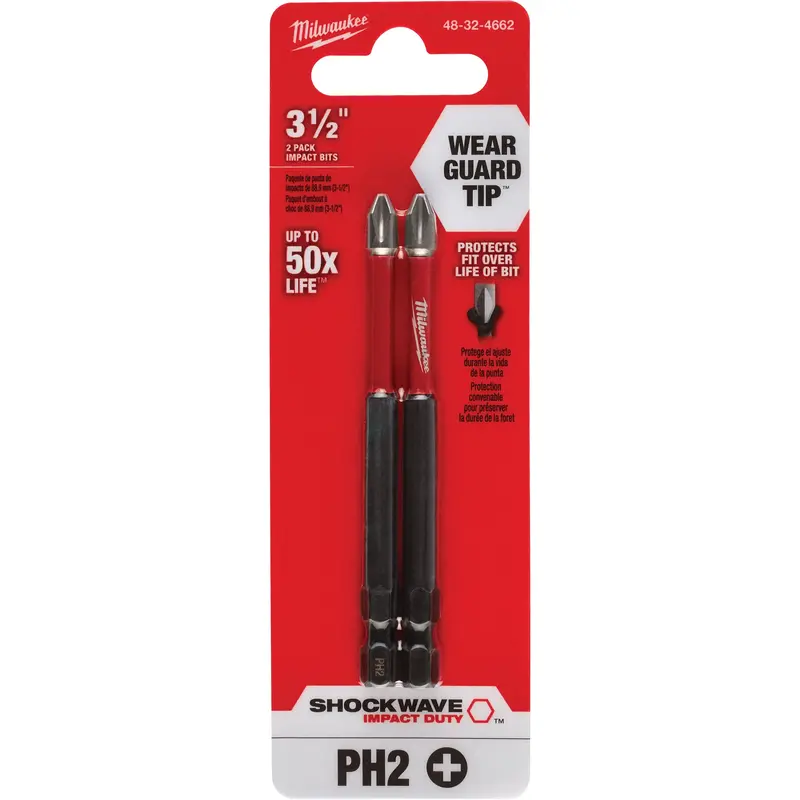 Shockwave™ Impact Duty™ Screwdriver Bit, Phillips, #2 Tip, 1/4" Drive Size, 3-1/2" Length 1