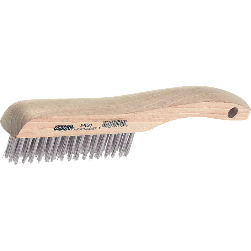 Shoe Handle Scratch Brush, Brass, 4 X 16 Wire Rows, 10" Long 1