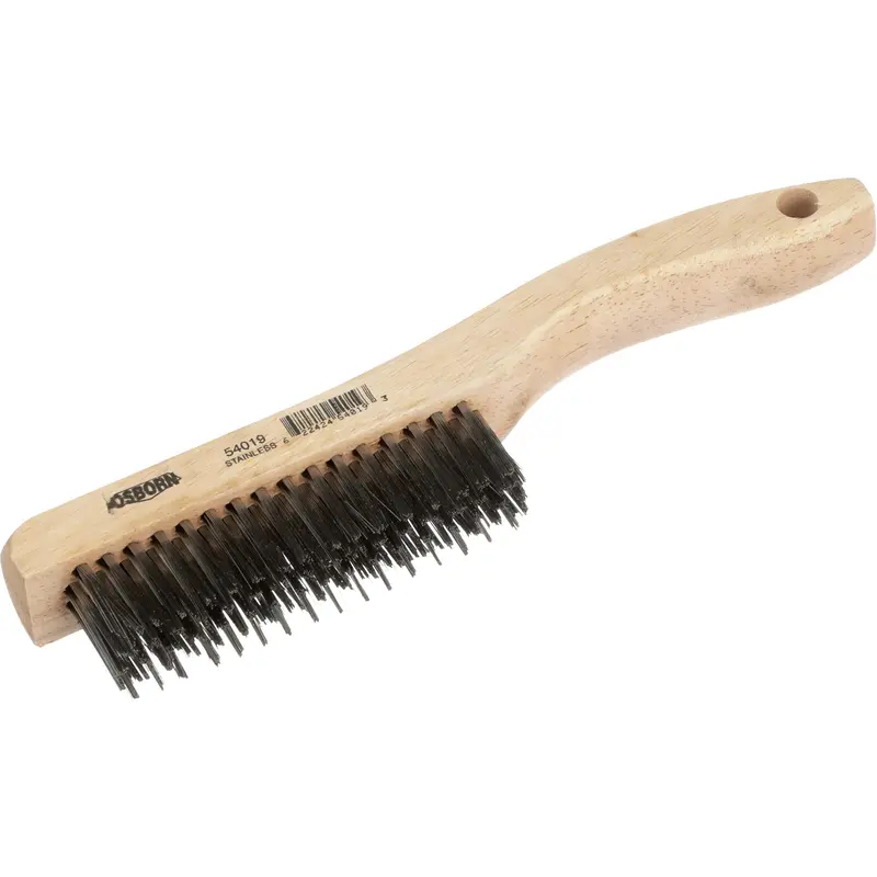 Shoe Handle Scratch Brush, Steel, 4" X 16" Wire Rows, 10" Long 1