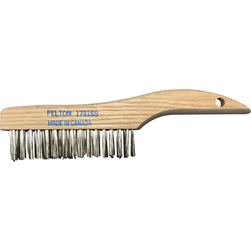 Shoe Handle Scratch Brushes, Stainless Steel, 4 X 16 Wire Rows, 10" Long 1