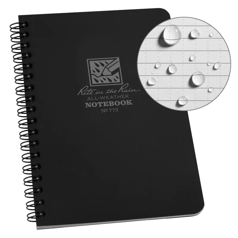 Side-Spiral Notebook, Soft Cover, Black, 64 Pages, 4-5/8" W X 7" L 1