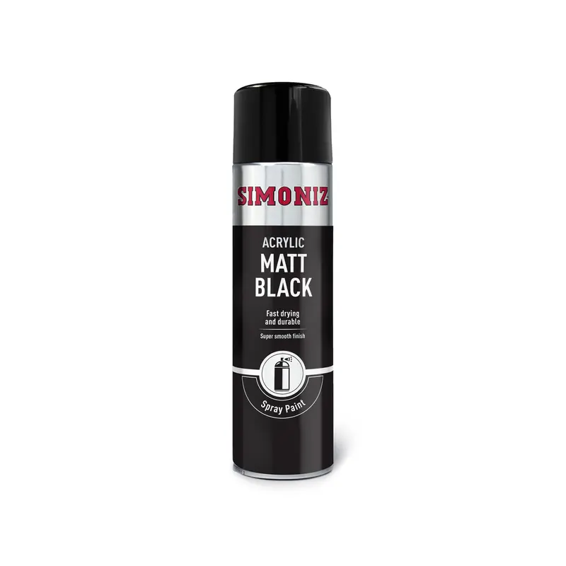 Simoniz Matt Black Acrylic Spray Paint 500Ml 1