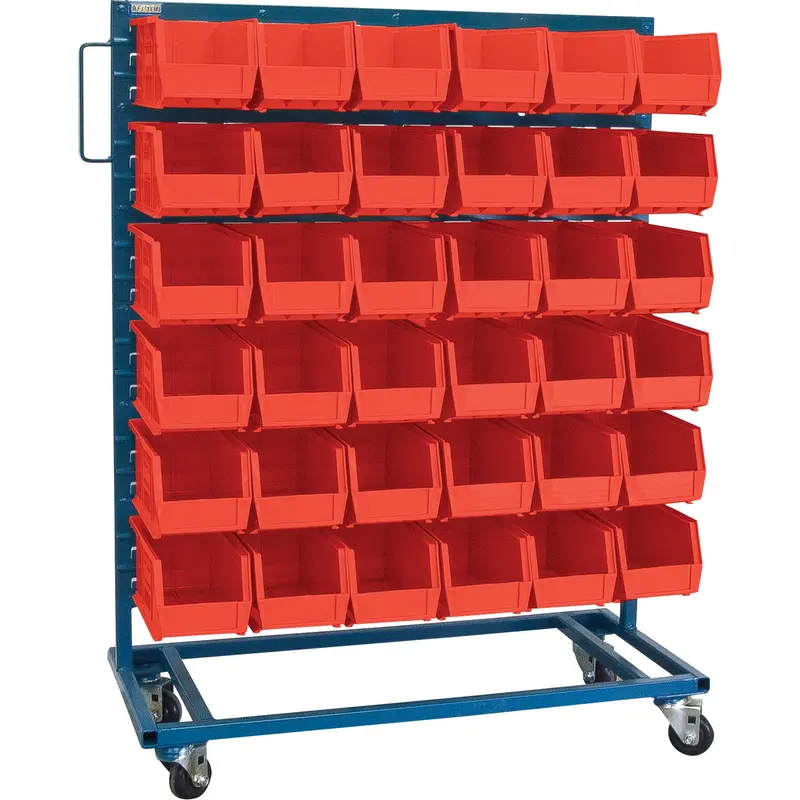 Single-Sided Mobile Bin Rack, Single-Sided, 36 Bins, 36" W X 16" D X 46-1/2" H 1
