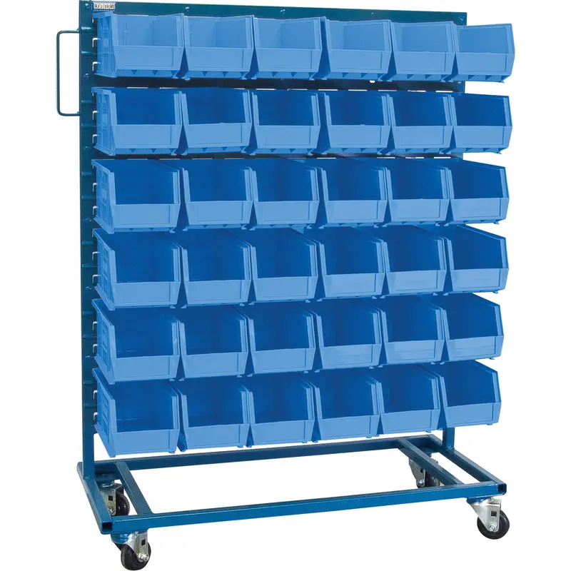 Single-Sided Mobile Bin Rack, Single-Sided, 36 Bins, 36" W X 16" D X 46-1/2" H 1