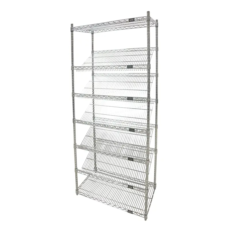 Slanted Wire Shelving Unit, 7 Tiers, 48" W X 74" H X 18" D 1