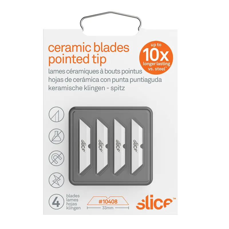 Slice™ Pointed-Tip Ceramic Box Cutter Blades, Single Style 1
