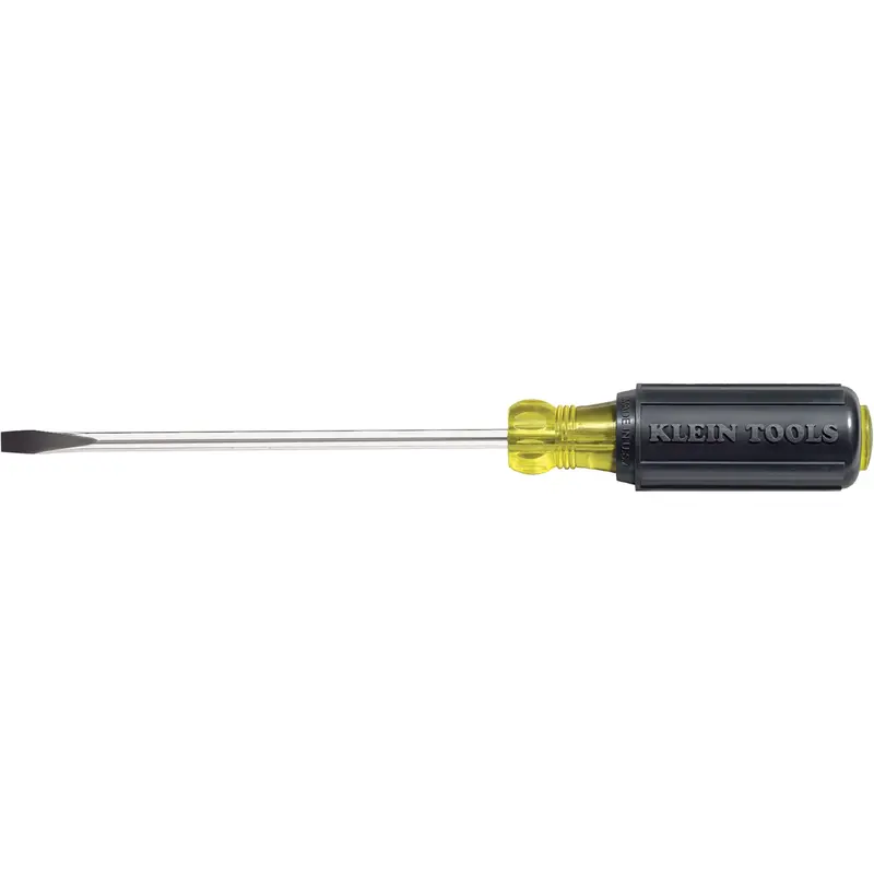 Slot Cabinet Tip Screwdriver, 1/4" Tip, Round, 10-11/32" L, Cushion Grip Handle 1