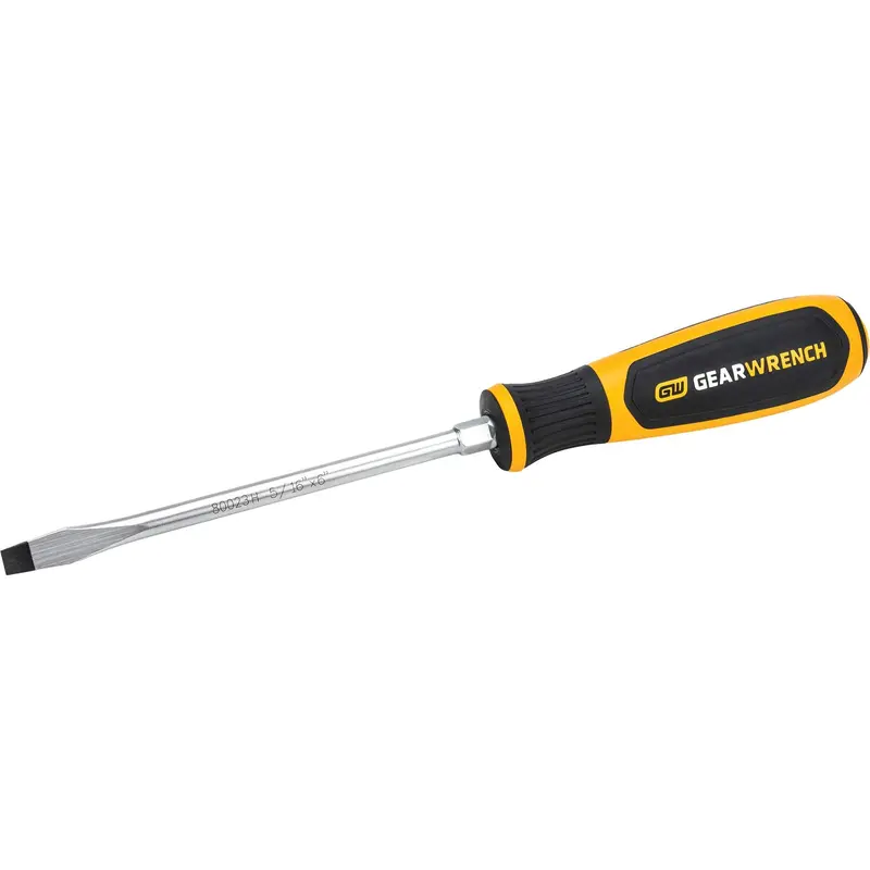 Slotted Dual Material Screwdriver, 5/16", 13-1/10" L, Plastic Handle 1