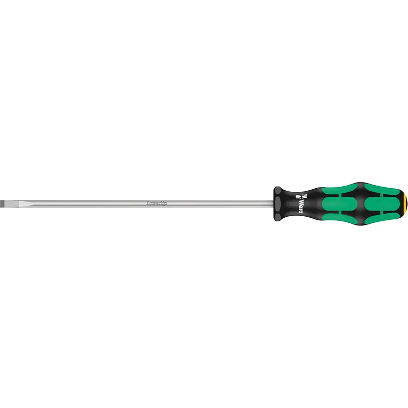 Slotted Screwdriver, 1/4" Tip, Round, 12" L, Plastic Handle 1