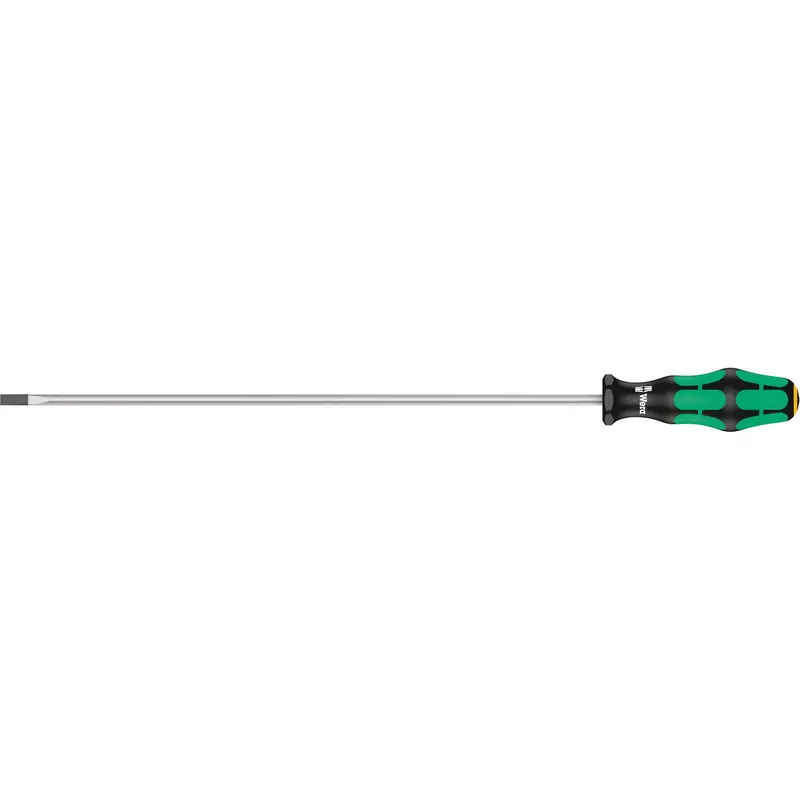Slotted Screwdriver, 1/4" Tip, Round, 15-3/4" L, Plastic Handle 1