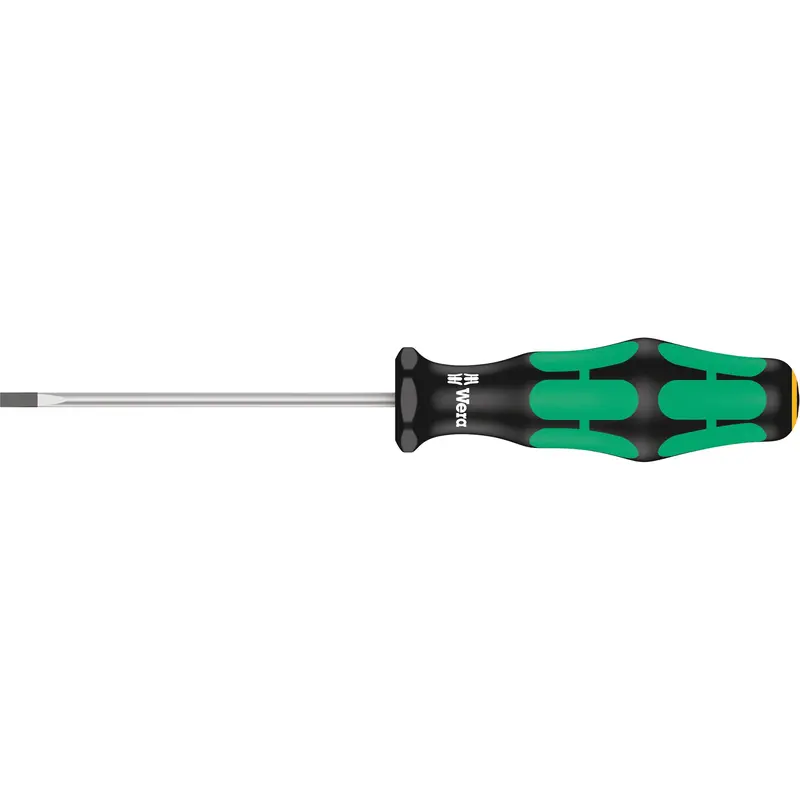Slotted Screwdriver, 1/8" Tip, Round, 6-5/16" L, Plastic Handle 1