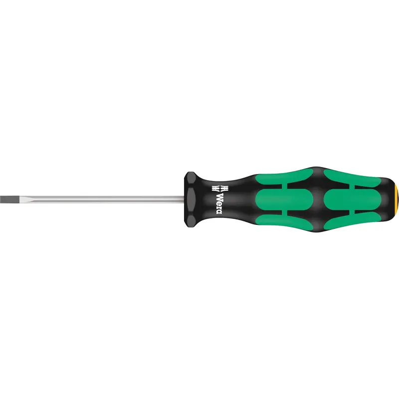 Slotted Screwdriver, 3/32" Tip, Round, 5-1/8" L, Plastic Handle 1