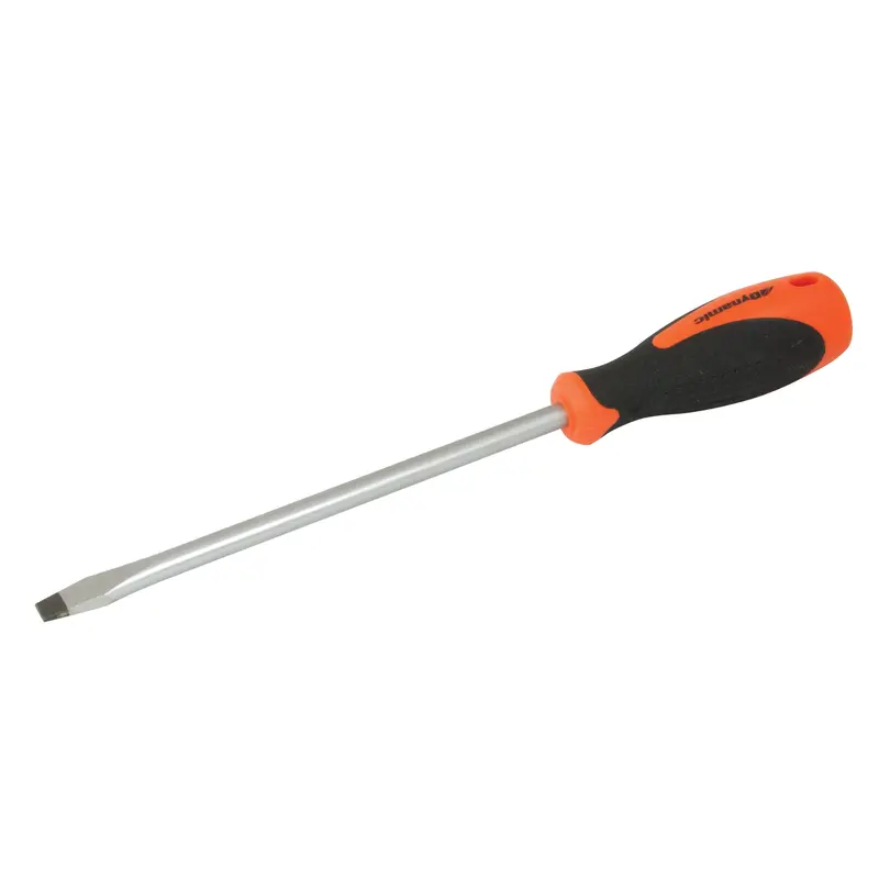 Slotted Screwdriver, 3/8" Tip, Round, 12-5/8" L, Cushion Grip Handle 1