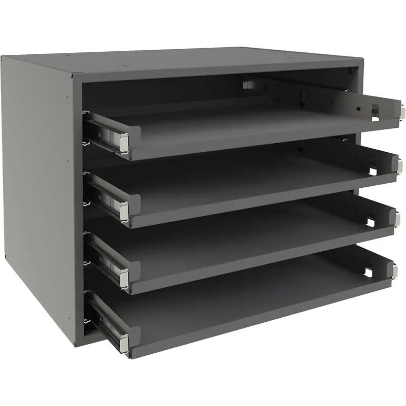 Small Bearing Rack, Steel, 4 Slots, 15-9/16" W X 11-7/8" D X 11-5/16" H, Grey 1