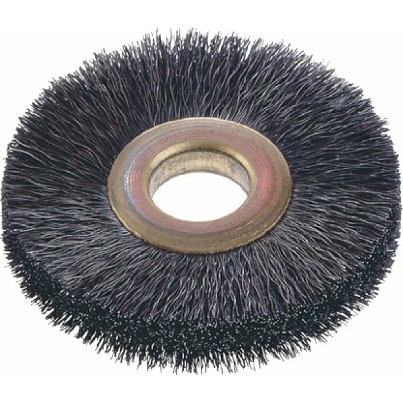 Small Diameter Crimped Wire Wheel Brush, 3" Dia., 0.014" Fill, 1/2" Arbor 1