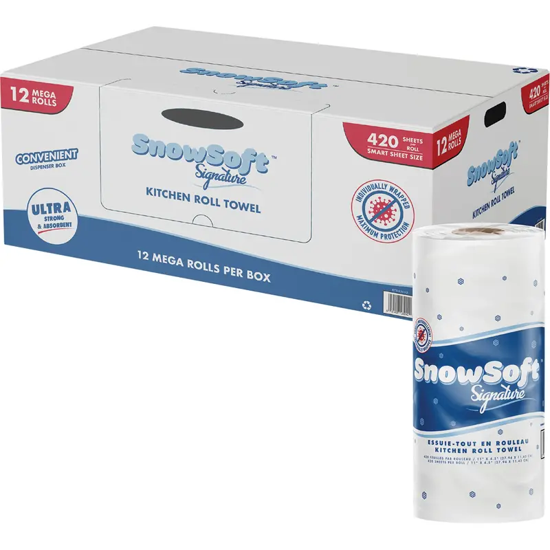 Snow Soft™ Signature Kitchen Towel Roll, 2 Ply, 420 Sheets/Roll, 4.5" W, 11" L 1
