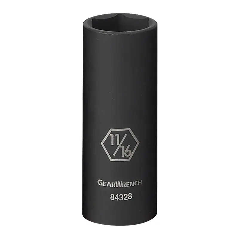 Socket, Impact, 9/16", 3/8" Drive, 6 Points, Deep 1