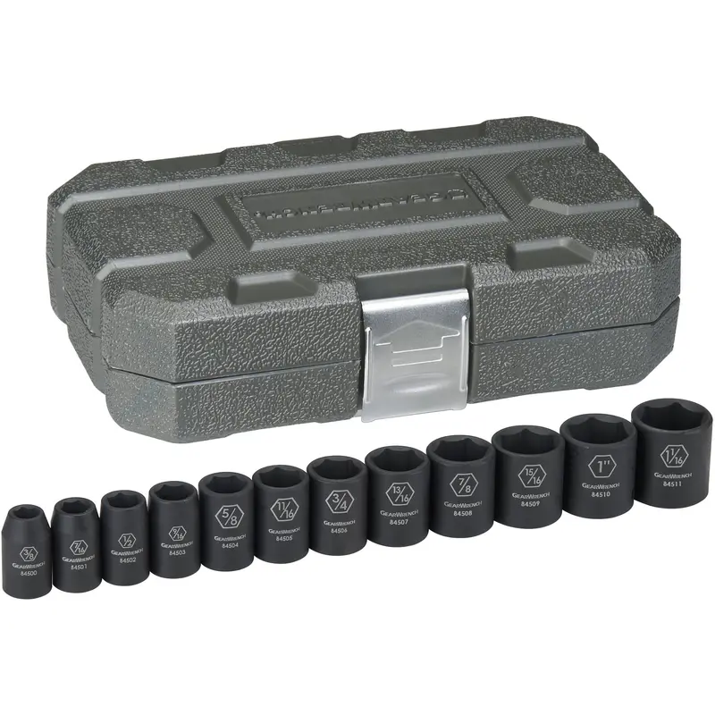 Socket Set, 12 Pcs, Impact, 1/2" Drive Size 1