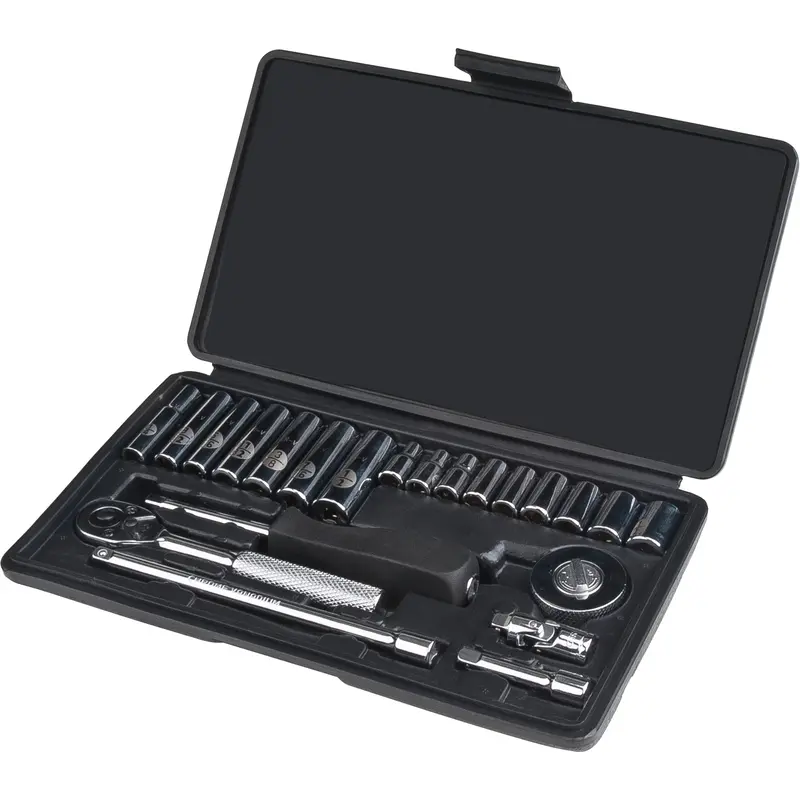 Socket Set, 22 Pcs, 1/4" Drive Size, Deep 1