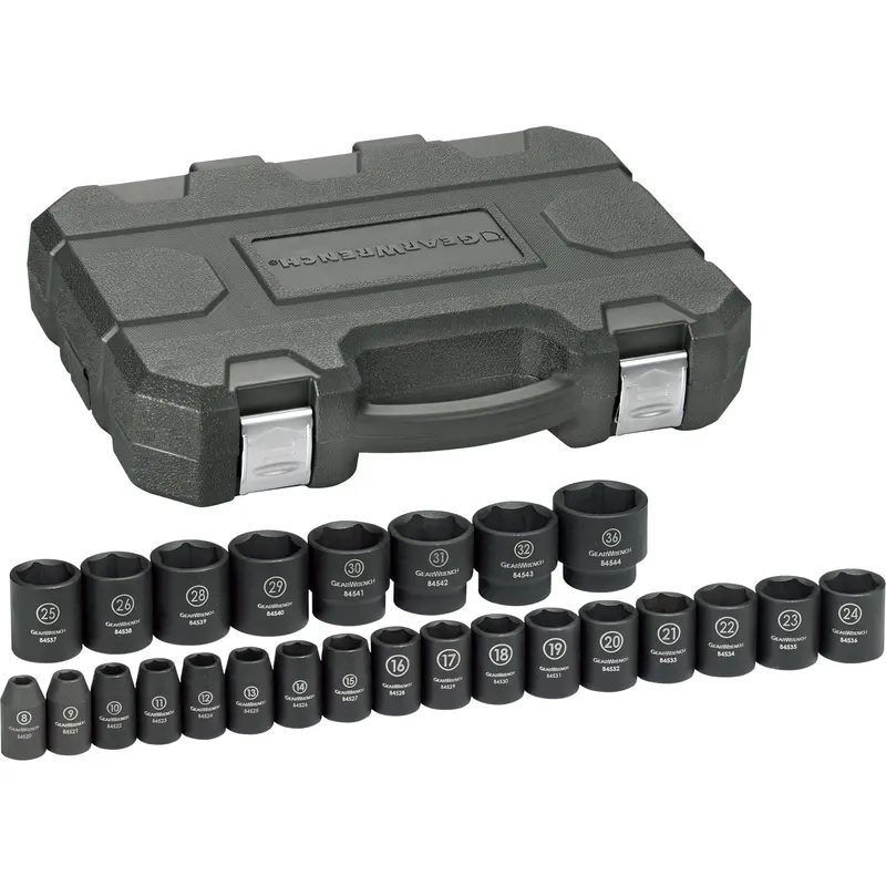 Socket Set, 25 Pcs, Impact, 1/2" Drive Size 1