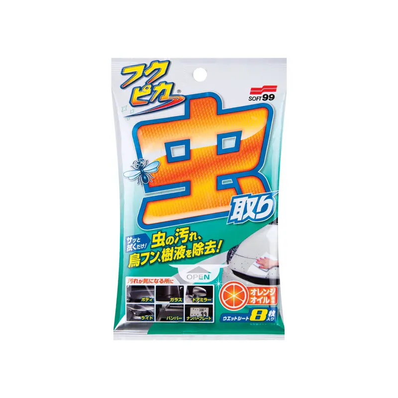 Soft99 Fukupika Bugs & Droppings Removal Wipes 8Pcs 1