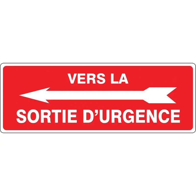 "Sortie D'urgence" Sign, 14" X 5", Aluminum, French With Pictogram 1