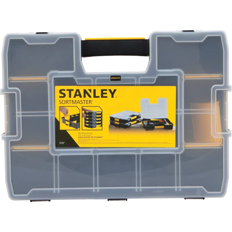 Sortmaster® Stackable Small Parts Organizer, 17-3/8" W X 13" D X 3-1/2" H, Black 1