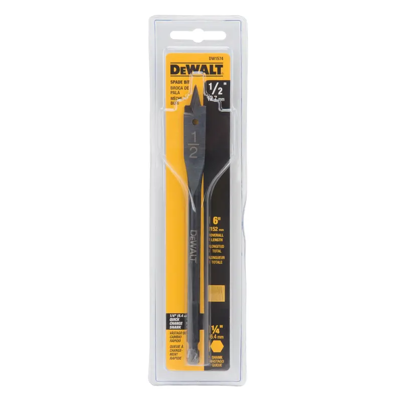 Spade Drill Bit, 1/2" Diameter, 1/2" Shank, 6" Length 1
