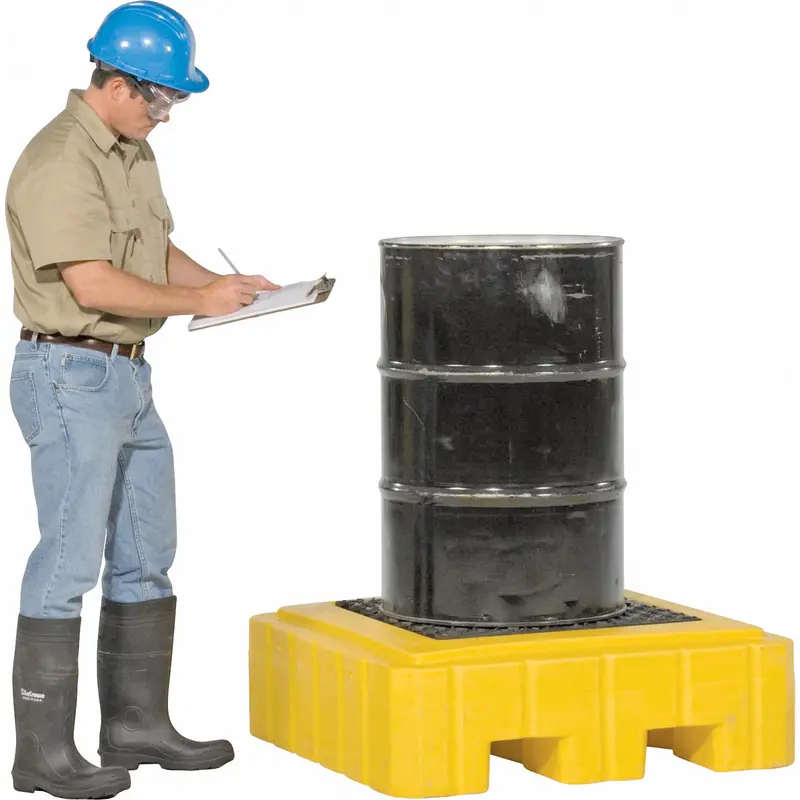 Spill Pallet Plus With Drain, 62 Us Gal. Spill Capacity, 40" X 40" X 12" 1