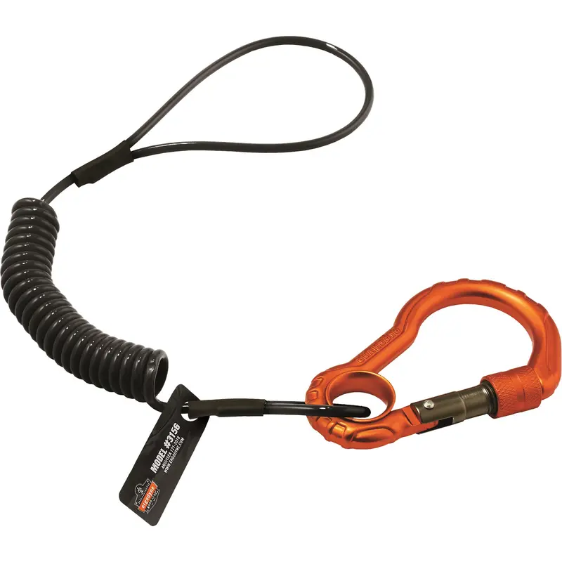 Squids® 3156 Tool Lanyard, Coil, Carabiner/Loop 1