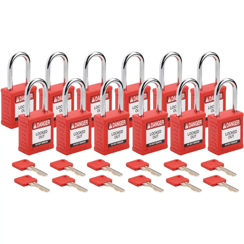 Standard Lockout Padlock, Safety Padlock, Keyed Alike, Nylon, 1-1/2" Width 1