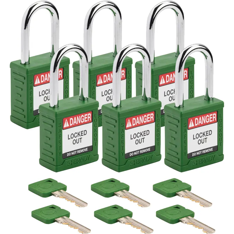 Standard Lockout Padlock, Safety Padlock, Keyed Alike, Nylon, 1-1/2" Width 1