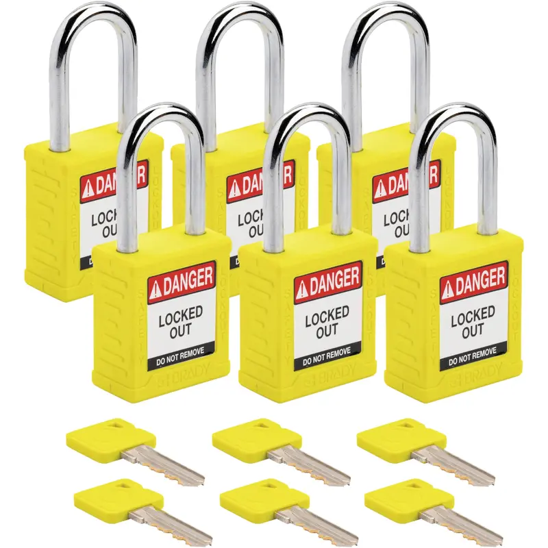 Standard Lockout Padlock, Safety Padlock, Keyed Alike, Nylon, 1-1/2" Width 1