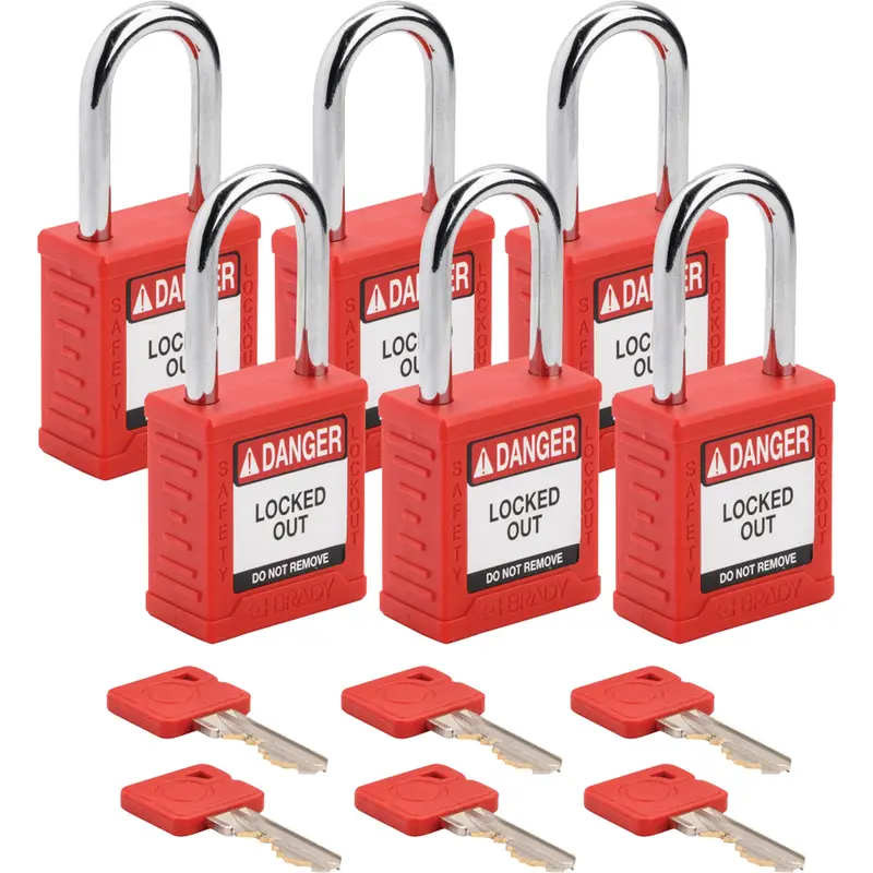 Standard Lockout Padlock, Safety Padlock, Keyed Alike, Nylon, 1-1/2" Width 1