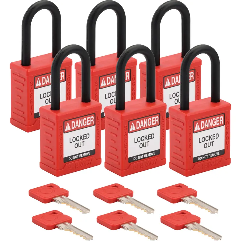 Standard Lockout Padlock, Safety Padlock, Keyed Different, Nylon, 1-1/2" Width 1