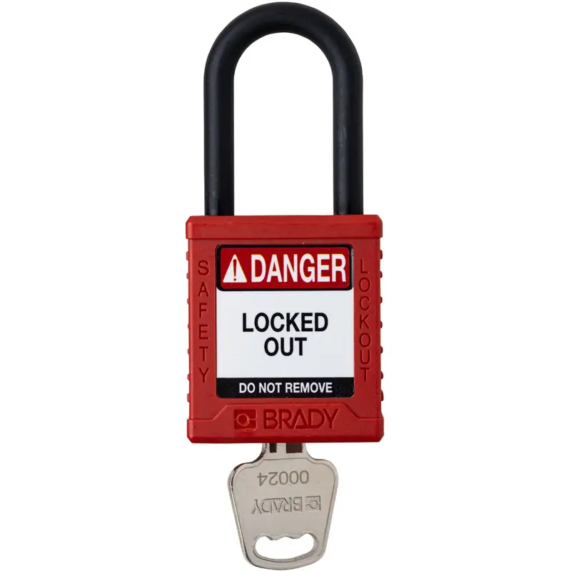 Standard Lockout Padlock, Safety Padlock, Keyed Different, Nylon, 1-1/2" Width 1