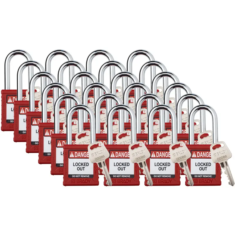 Standard Lockout Padlock, Safety Padlock, Keyed Different, Nylon, 1-1/2" Width 1