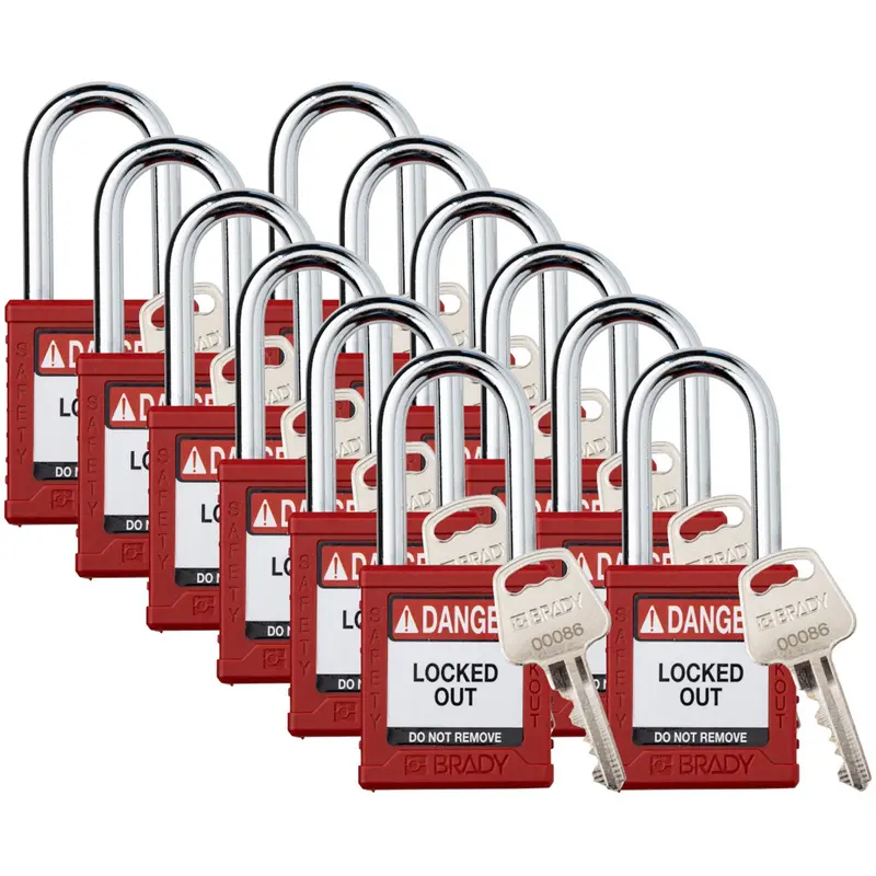 Standard Lockout Padlock, Safety Padlock, Keyed Different, Nylon, 1-1/2" Width 1
