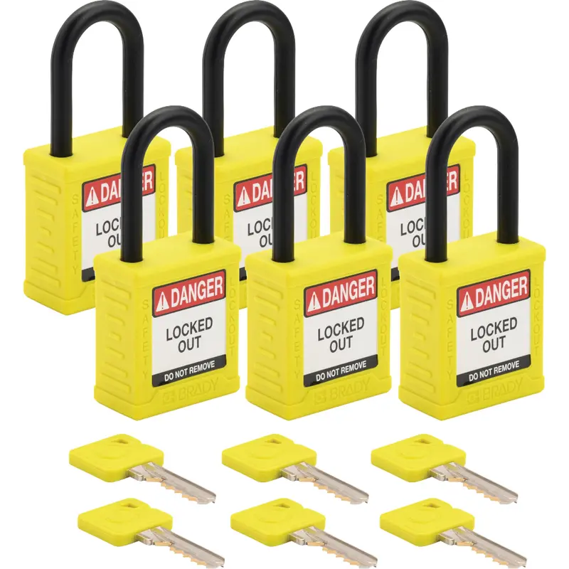 Standard Lockout Padlock, Safety Padlock, Keyed Different, Nylon, 1-1/2" Width 1