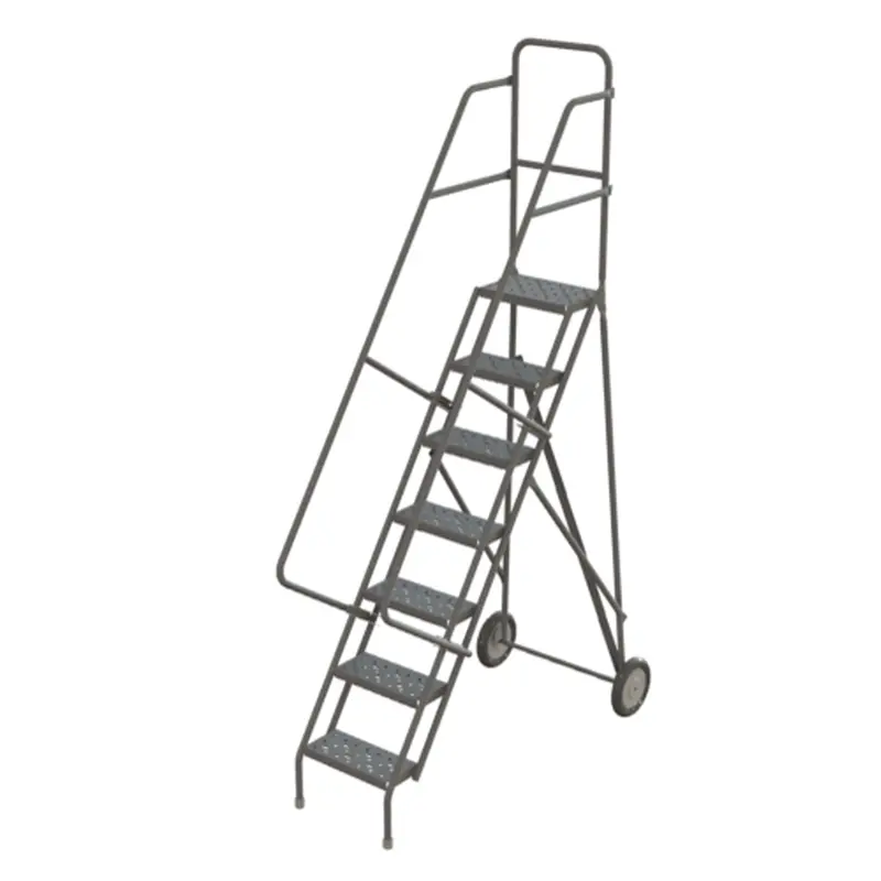 Steel Rolling Ladder, 7 Steps, 16" Step Width, 70" Platform Height, Steel 1