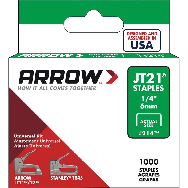 Stick Staples, 16 Gauge, 1/4" Wide Crown, 6 Mm Long 1