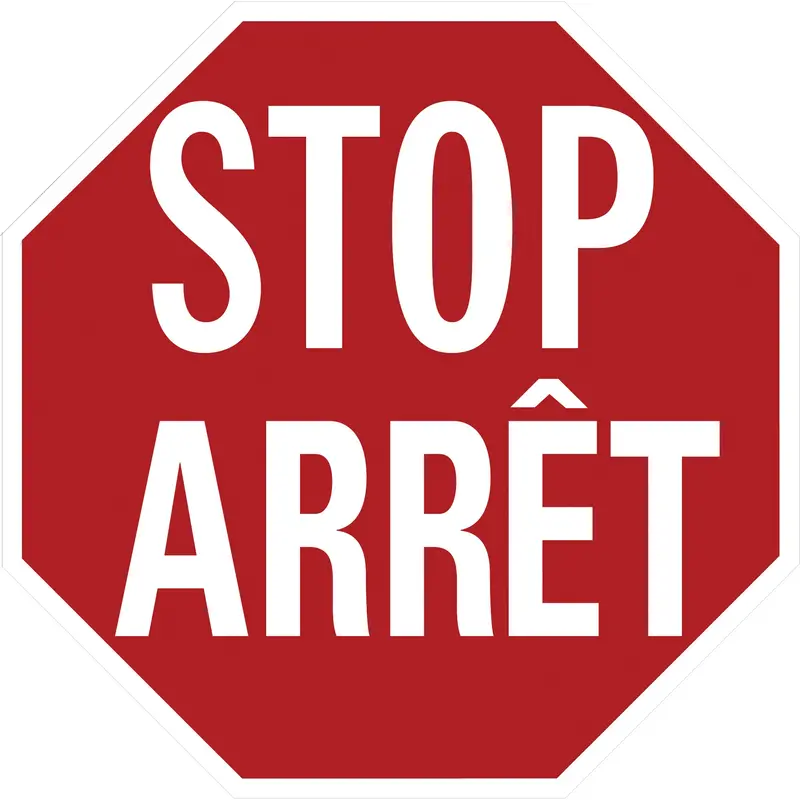 "Stop/Arrêt" Traffic Sign, 18" X 18", Aluminum, Bilingual With Pictogram 1