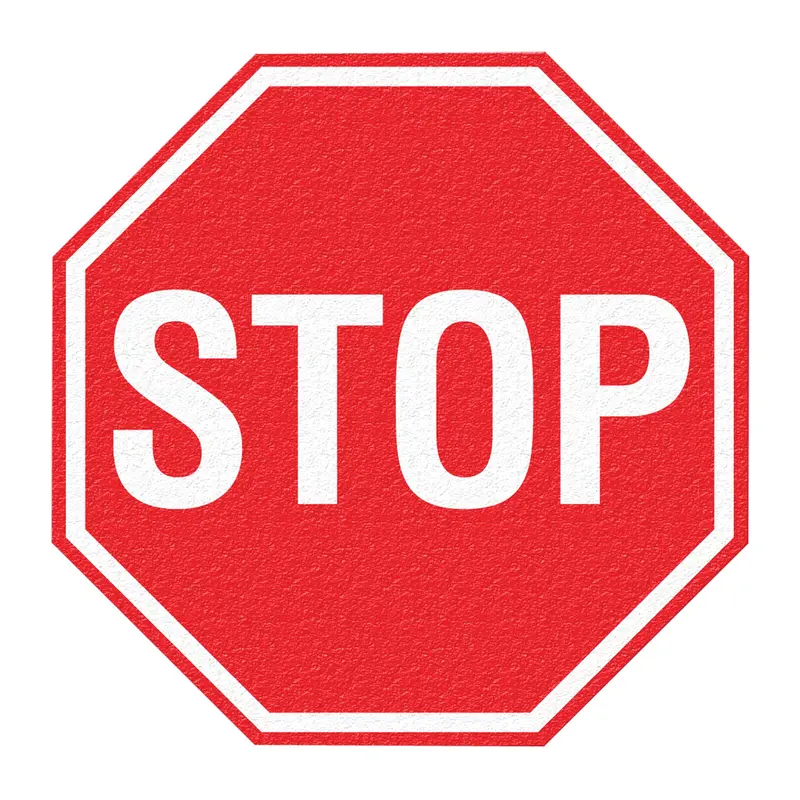 "Stop" Floor Sign, Adhesive, English With Pictogram 1