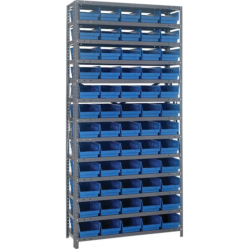 Storage Shelf Unit With Bins, Steel, Boltless, 800 Lbs. Capacity, 36" W X 76" H X 12" D 1