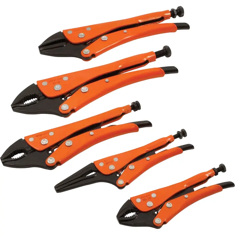 Straight Curved & Long Nose Locking Pliers Set, 5 Pieces 1