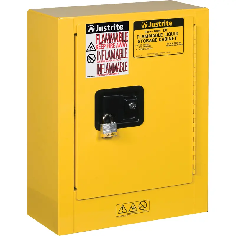 Sure-Grip® Ex Mini Flammable Safety Cabinet, 2 Gal., 1 Door, 17" W X 22" H X 8" D 1