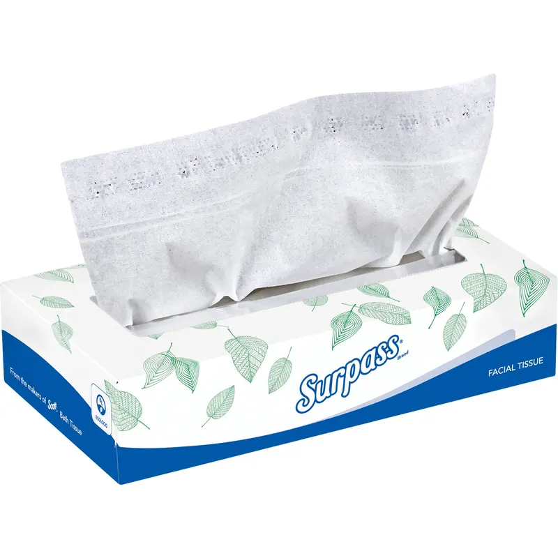 Surpass® Facial Tissue, 2 Ply, 8.3" L X 7.8" W, 100 Sheets/Box 1