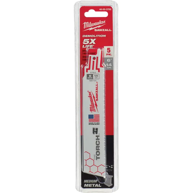 The Torch™ Sawzall® Blades, Bi-Metal, 14 Tpi, 6" L X 1" W 1