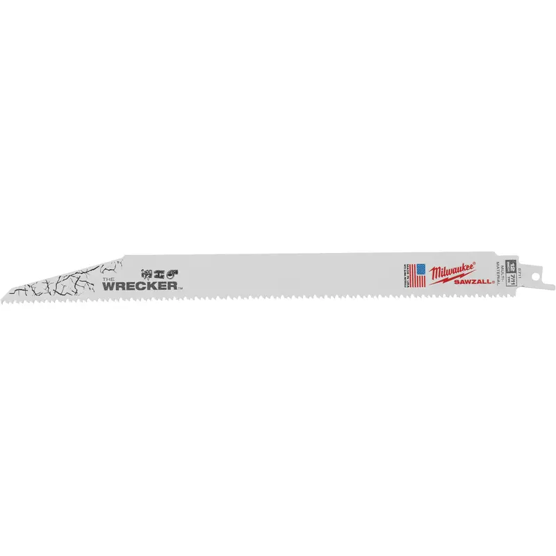 The Wrecker™ Multi-Material Sawzall® Blade, Bi-Metal, 7-11 Tpi, 12" L X 1" W 1