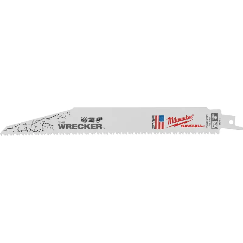 The Wrecker™ Multi-Material Sawzall® Blade, Bi-Metal, 7-11 Tpi, 9" L X 1" W 1